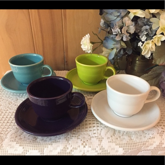 Fiestaware Teacup and Saucer set of 4